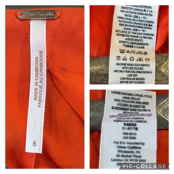 Free People Retro Coral Orange Floral Midi Dresss with Pockets Size 6 - Picture 12 of 16